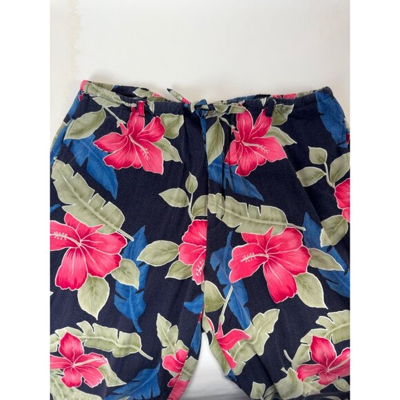 Island Trader Hibiscus Floral Rayon Capri Pant Size Large Vintage - Picture 6 of 16